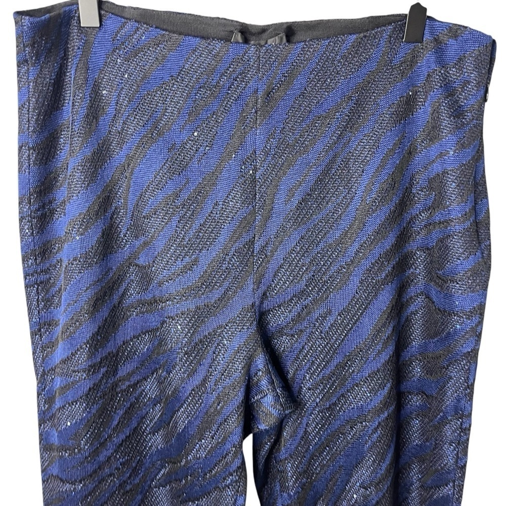 St John Party Animal Pants Blue Black Sequins Size 14 Animal Print Straight Leg - Picture 3 of 10